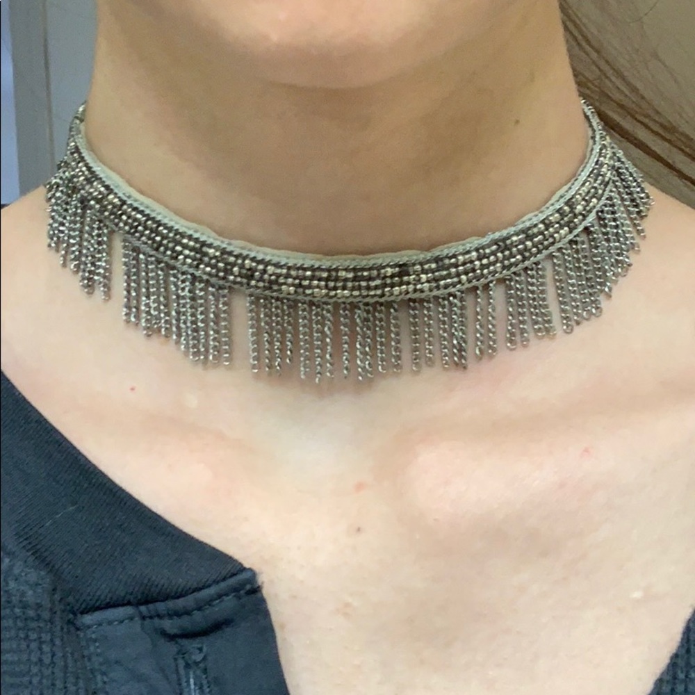 Chan Luu chain and leather choker necklace
